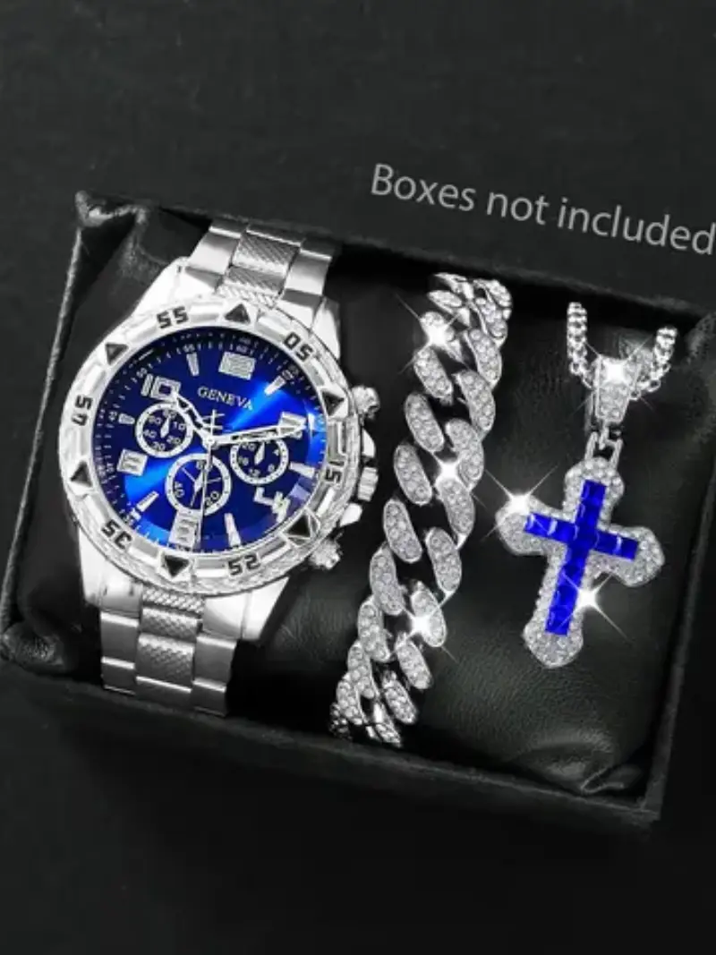 Montre à Quartz pour hommes avec Bracelet Hip Hop intégré et collier croisé, meilleure…