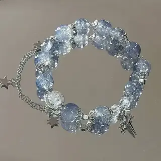 Bracelet à pampilles en chaîne étoile pour femmes, Design de Niche, perles de cristal…